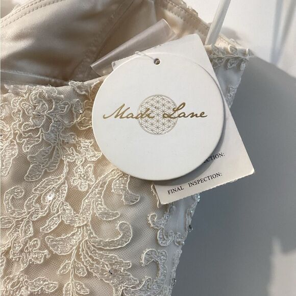 Madi Lane Elegant Lace Strapless Ball Gown Wedding Dress – Ivory Tulle - Picture 14 of 16